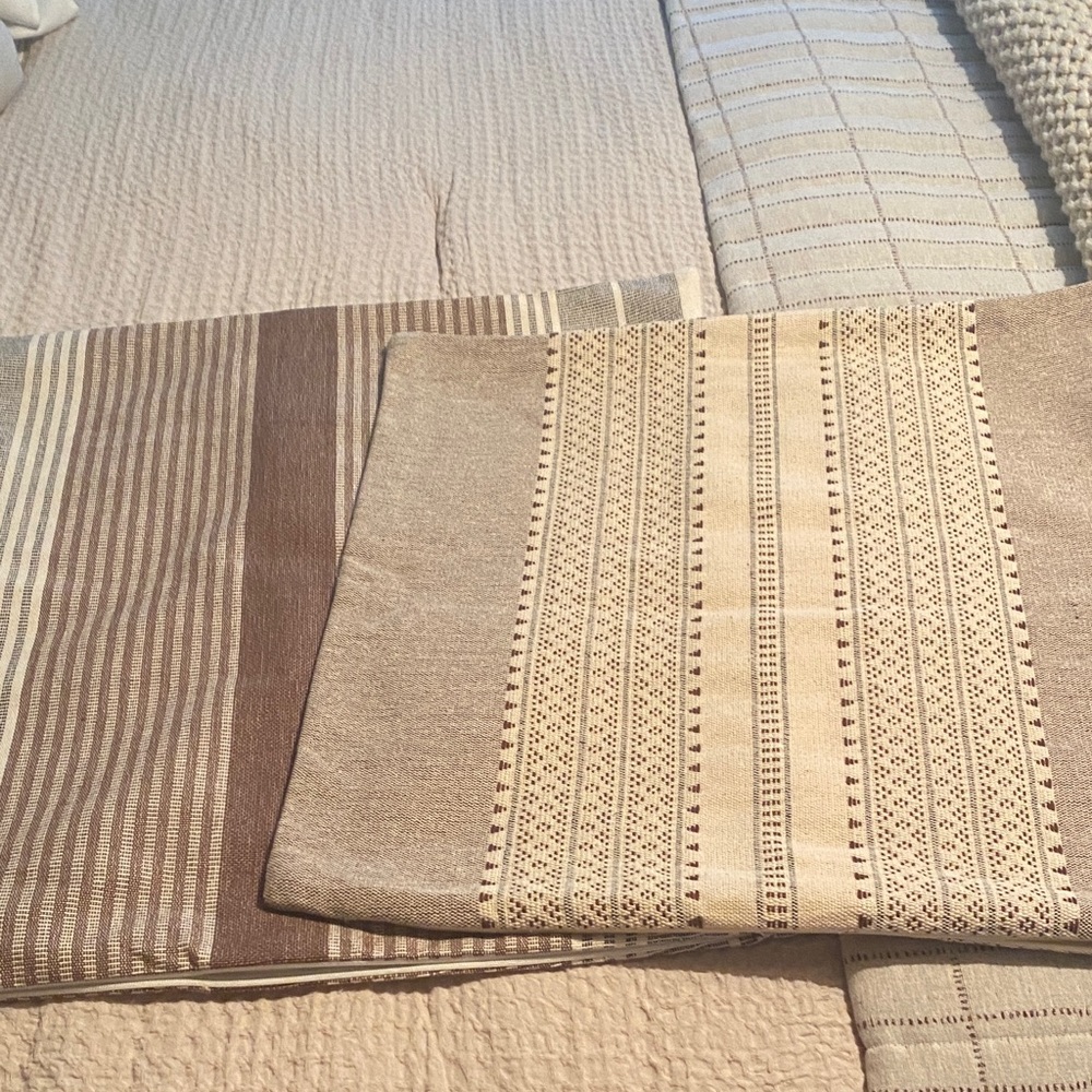 Ballard Designs Beige and Brown Patterned Pillow Cover